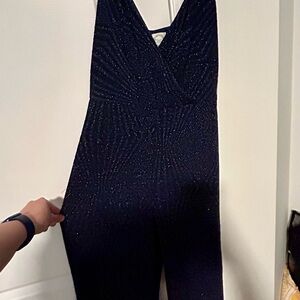 Francesca “Blue Rain” Navy Blue Sparkly Jumpsuit